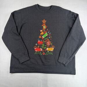 Dachshund Christmas Tree Sweatshirt 2XL Wiener Dog Doxie Holiday Gray